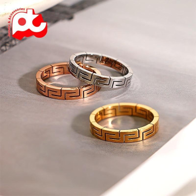 Nhẫn titan nữ thời trang cao cấp vạn lý trường thành thép không gỉ titanium trangsucpt 3 màu NNUT35