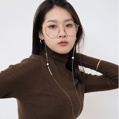 Dây đeo kính mix chuỗi lá và hạt châu chuỗi kính thời trang chống trơn trượt phong cách boho retro lolita