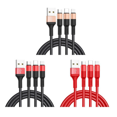 Cáp sạc nhanh 2A Hoco X26 kết nối Type-C/Micro/iPhone dây tròn tiện lợi dài 100CM cho Smartphone ( 3 màu ) - Hàng chính hãng