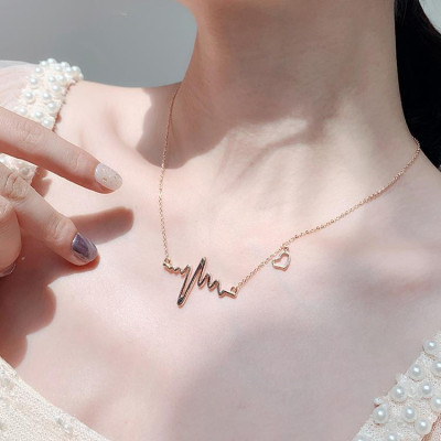 Dây chuyền nữ titan nhịp tim cách điệu trái tim rổng thép không gỉ trangsucpt có 3 màu sắc DCNUT12