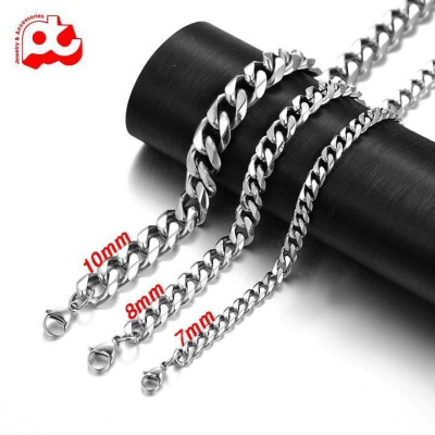 Dây chuyền nam thời trang rẻ đẹp titan lặc xéo cao cấp trangsucpt kích cỡ 10mm màu trắng PTDCNA159