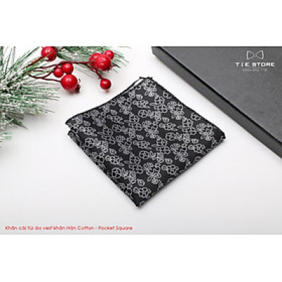 Khăn Cài Túi Áo Vest - Pocket Square - Phụ Kiện Cài Áo đen hoa