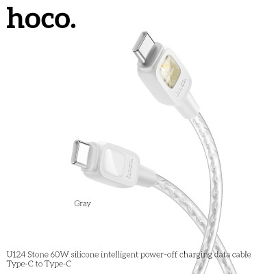 Cáp Sạc Và Truyền Dữ Liệu Sạc Tắt Nguồn Thông Minh Silicone Dành Cho Hoco U124 Type C To Type C 60W Dây Dài 1.2M Hàng Chính Hãng