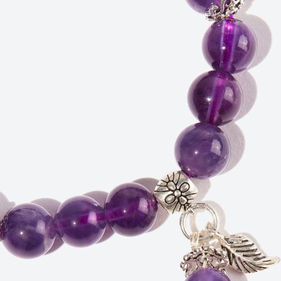 Vòng tay thạch anh tím mix lá nhỏ Ngọc Quý Gemstones