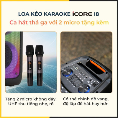 Bộ Loa Mic Karaoke Bluetooth iCore i8 - Hàng chính hãng
