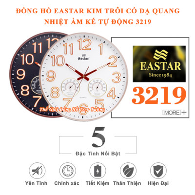 Đồng Hồ EASTAR Mặt Tròn có DẠ QUANG và Đồng hồ CƠ Đo NHIỆT ĐỘ & ĐỘ ẨM - Máy KIM TRÔI - Tặng Pin Maxell