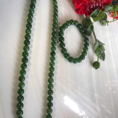Bộ Vòng Chuỗi Đeo Cổ 8li Và Vòng Tay 9li5 Đá Ngọc Phật Xanh tự nhiên đẹp hay ngọc bích Màu xanh ngọc bích bóng đẹp món quà tặng Mẹ tặng cho mình và người thân nữ đeo đẹp ý nghĩa ạ