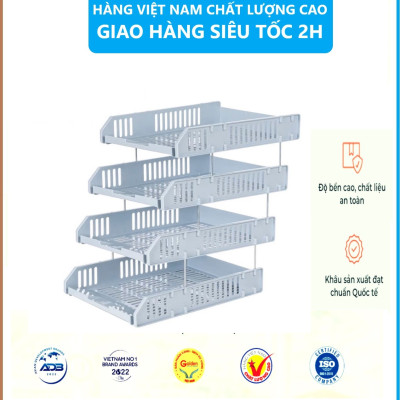 Khay Đựng Tài Liệu 3 Tầng 5683, Kệ Đựng Tài Liệu Văn Phòng Cao Cấp, Khay A4 nhiều ngăn tiện dụng - Hàng Việt Nam