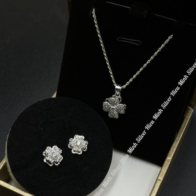 Combo Bộ Trang Sức Bạc Cỏ 4 Lá May Mắn BẠC HIỂU MINH BCB012
