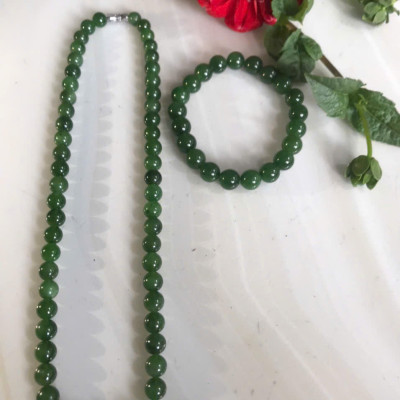Bộ Vòng Chuỗi Đeo Cổ 8li Và Vòng Tay 9li5 Đá Ngọc Phật Xanh tự nhiên đẹp hay ngọc bích Màu xanh ngọc bích bóng đẹp món quà tặng Mẹ tặng cho mình và người thân nữ đeo đẹp ý nghĩa ạ