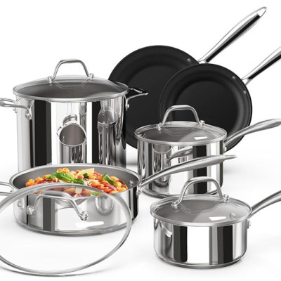 Bộ nồi inox Ciwete set 6 món (2 chảo chống dính, 1 quánh, 1 nồi chảo, 2 nồi) Hàng chính hãng