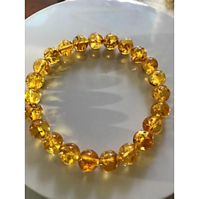 VÒNG TAY HỔ PHÁCH TỰ NHIÊN TRANG SỨC CHUẨN VIP 8LY MÀU VÀNG SANG TỐT PHONG THUỶ NỮ MỆNH KIM THỔ THUỶ 