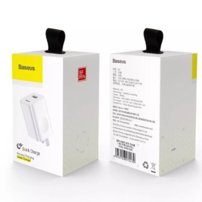 Cóc củ sạc nhanh 24W trang bị Quick Charger 3.0 hiệu Baseus Wireless Charging Quick Charger (Sạc nhanh QC 3.0, công suất 24W, trang bị chip sạc thông minh) - Hàng nhập khẩu