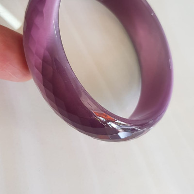 Vòng tay nữ đá mắt mèo bản hẹ giác tím mới đẹp Vòng Ni 54mm x cao 16mm x dầy 6,2mm Vòng màu tím nho chuẩn hợp nữ mệnh hỏa, mệnh thổ 49kg - 54kg đeo ạ