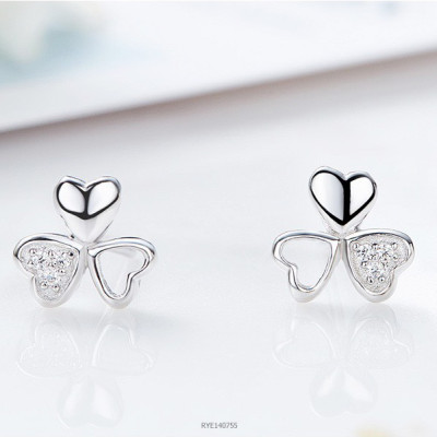 Bông tai bạc nữ trang sức bạc Ý S925 Bạc Xinh Huệ Ngân - Cỏ ba lá may mắn RYE140755