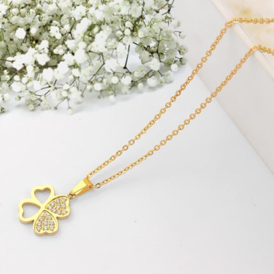Dây chuyền nữ titan thời trang mặt cỏ 4 bốn lá thép không gỉ trangsucpt có 3 màu sắc DCNUT69