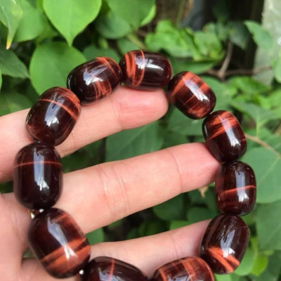 Vòng tay Nam Đá Thạch Anh Mắt Hổ Đỏ Nâu Lu Bóng Đẹp Size hạt 13mmx Dài 18mm  Nam mệnh Hoả Thổ  100% đá thiên nhiên tốt sức khỏe hợp mệnh tốt cho công việc