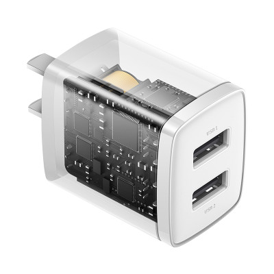 Củ sạc Baseus hỗ trợ sạc nhanh 2.1A sạc được 2 thiết bị cùng lúc tiết kiệm được 20-40% thời gian sạc - Hàng chính hãng