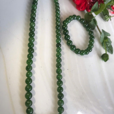 Bộ Vòng Chuỗi Đeo Cổ 8li Và Vòng Tay 9li5 Đá Ngọc Phật Xanh tự nhiên đẹp hay ngọc bích Màu xanh ngọc bích bóng đẹp món quà tặng Mẹ tặng cho mình và người thân nữ đeo đẹp ý nghĩa ạ