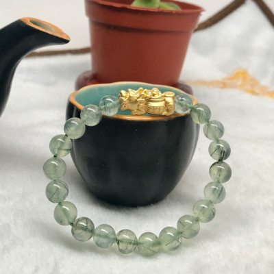 Vòng Đá Thạch Anh Xanh Mix Tỳ Hưu Mạ Vàng Ngọc Quý Gemstones TA039