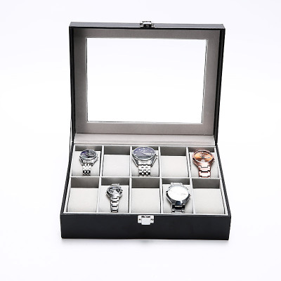 Hộp Đựng Đồng Hồ 10 Cái SAIKE SAIKE S108 Vỏ Da Màu Đen Lót Xám