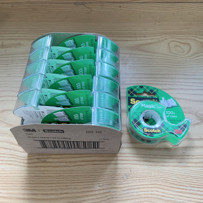 Băng dính đa năng 3M Scocth 122, size 19mm x 16,5m - kèm máy cắt | Sản xuất tại Mỹ