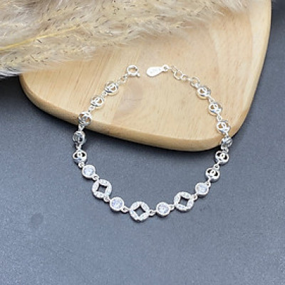 Vòng Tay Lắc Tay Nữ Bạc Ta Đính Đá Nhân Tạo BẠC HIỂU MINH LTU613