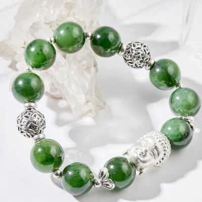 Vòng tay ngọc bích charm phật Ngọc Quý Gemstones