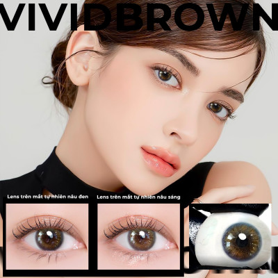 Lens nâu có độ cận N’Rosa Vivid Brown cho mắt thở cao cấp Angel Eyes phân phối | Độ cận: 0-8 | Chất liệu Silicone Hydrogel