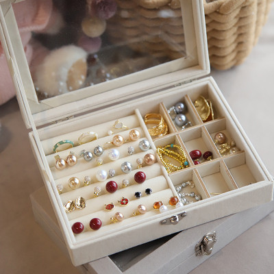 Hộp đựng trang sức to  trong suốt bằng nhung ,  có khóa  cao cấp , chống bụi , chống oxy hóa đẹp và tiện dụng