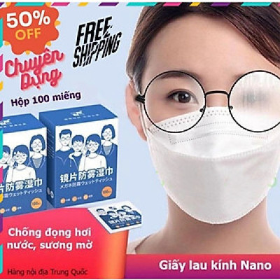 Khăn Lau Kính Nano Hộp 100 Miếng Khăn Giấy Chống Bám Hơi Nước, Giấy Lau Kính Chống Mờ Sương, Mồ Hôi, Chống Nhờn