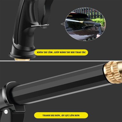 Bộ dây và vòi xịt rửa xe tưới cây 810-2498-1 (dây trắng-cút nối xanh)