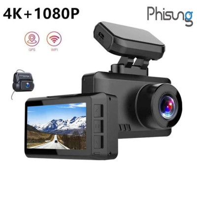 Camera hành trình ô tô thương hiệu cao cấp Phisung 4K, Wifi, 2.45 inch - Mã: G3 - Hàng Nhập Khẩu 
