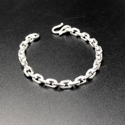 Lắc Tay Nam Bạc 925 Kiểu Mắt Xích Vuông Nam Tính Đơn Giản BẠC HIỂU MINH LTN041