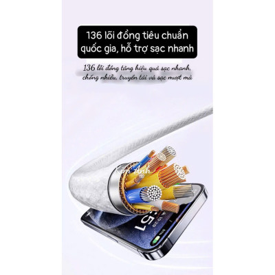 Dây sạc LI-TOP PD15 Công suất 60W bện dù chân Type C to Type C, được dùng thử 30 ngày, bảo hành hàng chính hãng 12 tháng