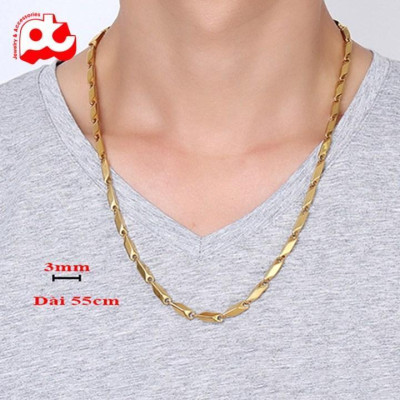 Dây chuyền đẹp nam titan cao cấp sang trọng thép không gỉ hỏa tiển trangsucpt kích cỡ 3mm PTDCNA31