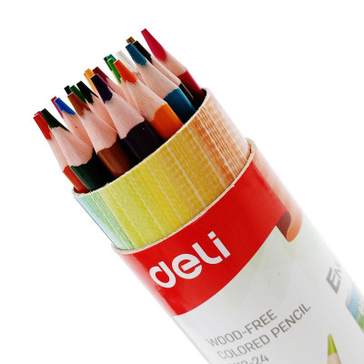 Hộp Tròn 24 Bút Chì Màu Deli EC112-24