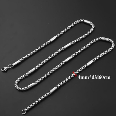 Dây chuyền nam titan cao cấp thời trang inox bọc khoanh chạm họa tiết tròn trangsucpt 4mm PTDCNA162