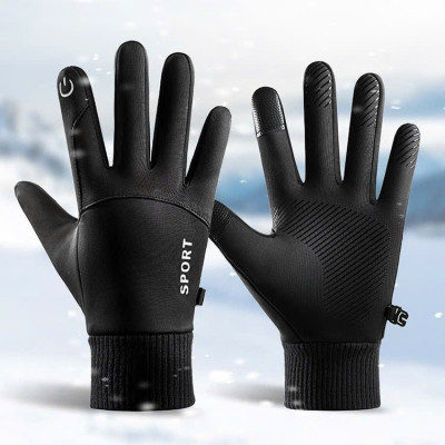 Găng tay nam giữ ấm mùa đông cảm ứng điện thoại chống nước tương đối tốt lót nỉ lông cam cấp GTN668