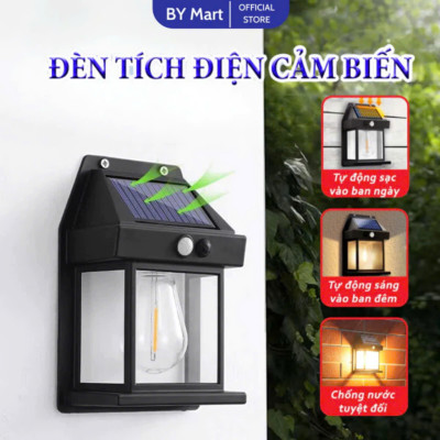 Đèn sân vườn năng lượng mặt trời cảm biến chuyển động, cảm biến ánh sáng tự động bặt tắt, đèn mặt trời 3 chế độ