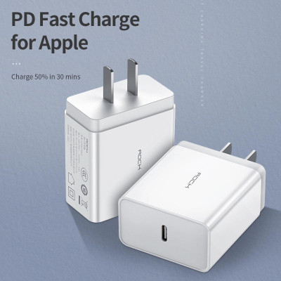 Cóc củ sạc nhanh 18W chuẩn PD 3.0 Type-C hiệu Rock T12 Pro trang bị chip sạc thông minh cho Macbook / Samsung / Oppo / Xiaomi / LG / Huawei / Vivo (Màu ngẫu nhiên) - Hàng nhập khẩu