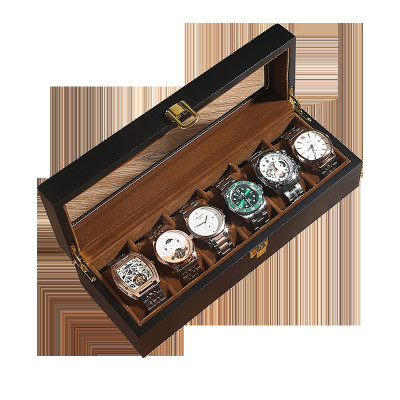 Hộp Đựng Đồng Hồ 6 Chiếc SAIKE SAIKE S666 Gỗ Đen Lót Nhung Màu Nâu