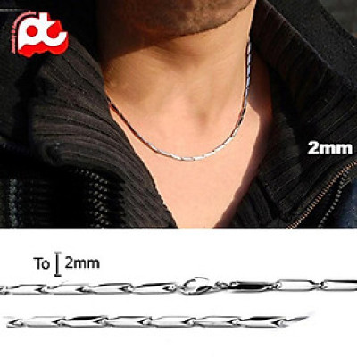 Dây chuyền nam nữ titan cao cấp đẹp sang trọng hỏa tiển trơn trangsucpt kích cỡ 2mm trắng PTDCNA12