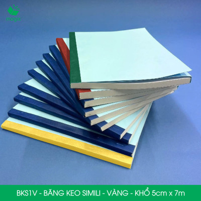 BKS1V - 6 cuộn băng keo Simili khổ 5cm x 7m - Vàng - Băng dính dán gáy sách, đóng cuốn