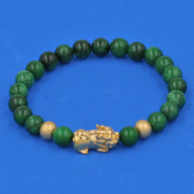 Vòng tay đá Cẩm Thạch Sơn Thủy 6 ly cẩn Tỳ Hưu inox vàng VCTDNTHHBV6 - hợp mệnh Hỏa, mệnh Mộc