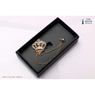 Ghim cài áo - lapel pin - Phụ kiện cài áo đinh đá cao cấp vương miện