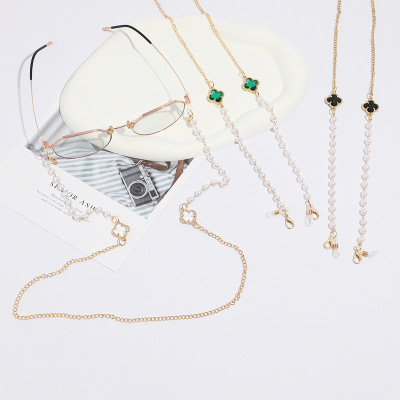 Dây đeo kính cỏ bốn lá và ngọc trai độc đáo sáng tạo dây giữ khẩu trang đeo airpod dây đeo cổ