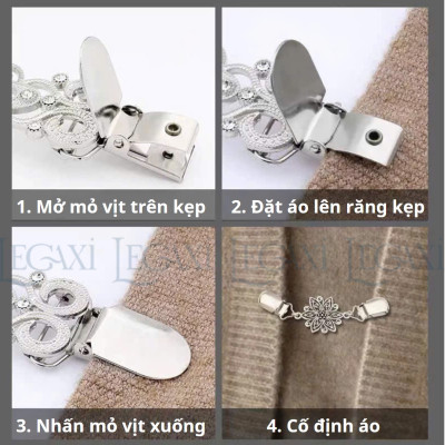 Kẹp Khăn Choàng Bằng Kim Loại Khóa Cố Định Cổ Áo Cardigan Áo Len Kẹp Lưng Áo Thắt Eo Đầm Váy Cho Nữ