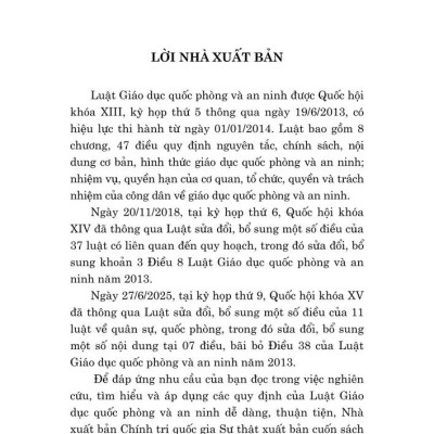 Luật Giáo dục quốc phòng và an ninh năm 2013 (sửa đổi, bổ sung năm 2018, 2025)