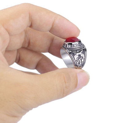 Nhẫn nam titan cao cấp thời trang rẻ đẹp nhẫn mỹ inox thép không gỉ trangsucpt đá đỏ nhẫn PTNNA05